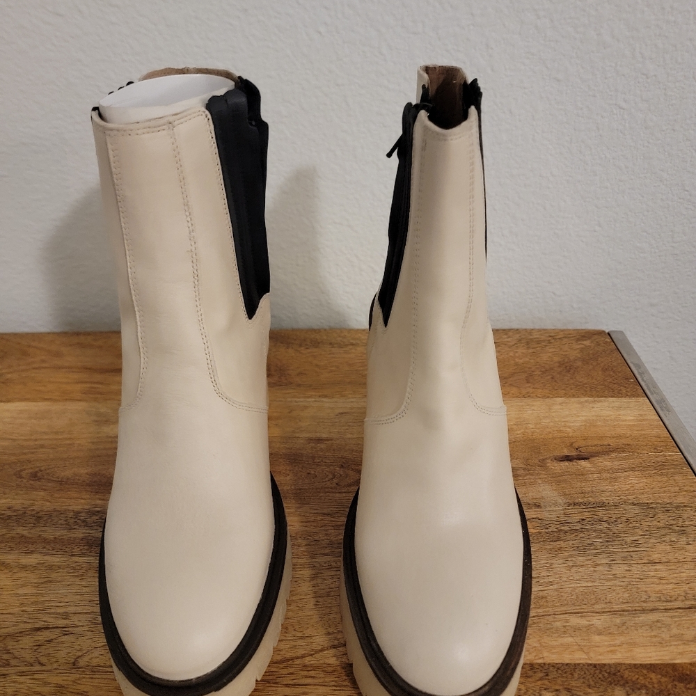 Free People Boots White James Chelsea Lug Sole Chunky Y2K 90s NIB - Picture 6 of 15